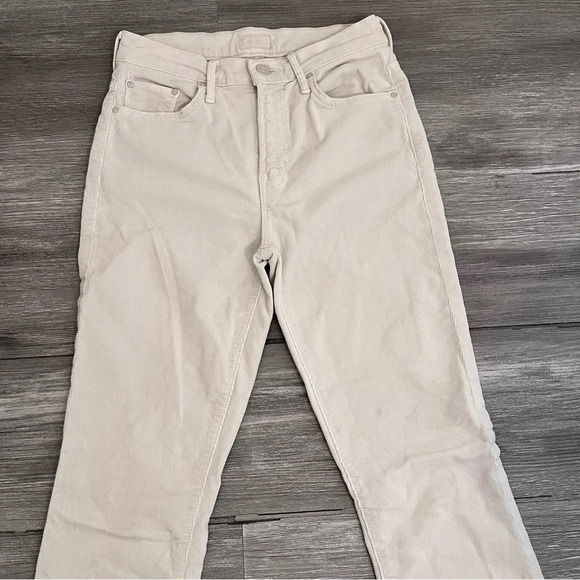 Mother Jeans Women 24‎ White Corduroy Insider Crop Step Fray Hopscotch Chalk - Picture 2 of 9
